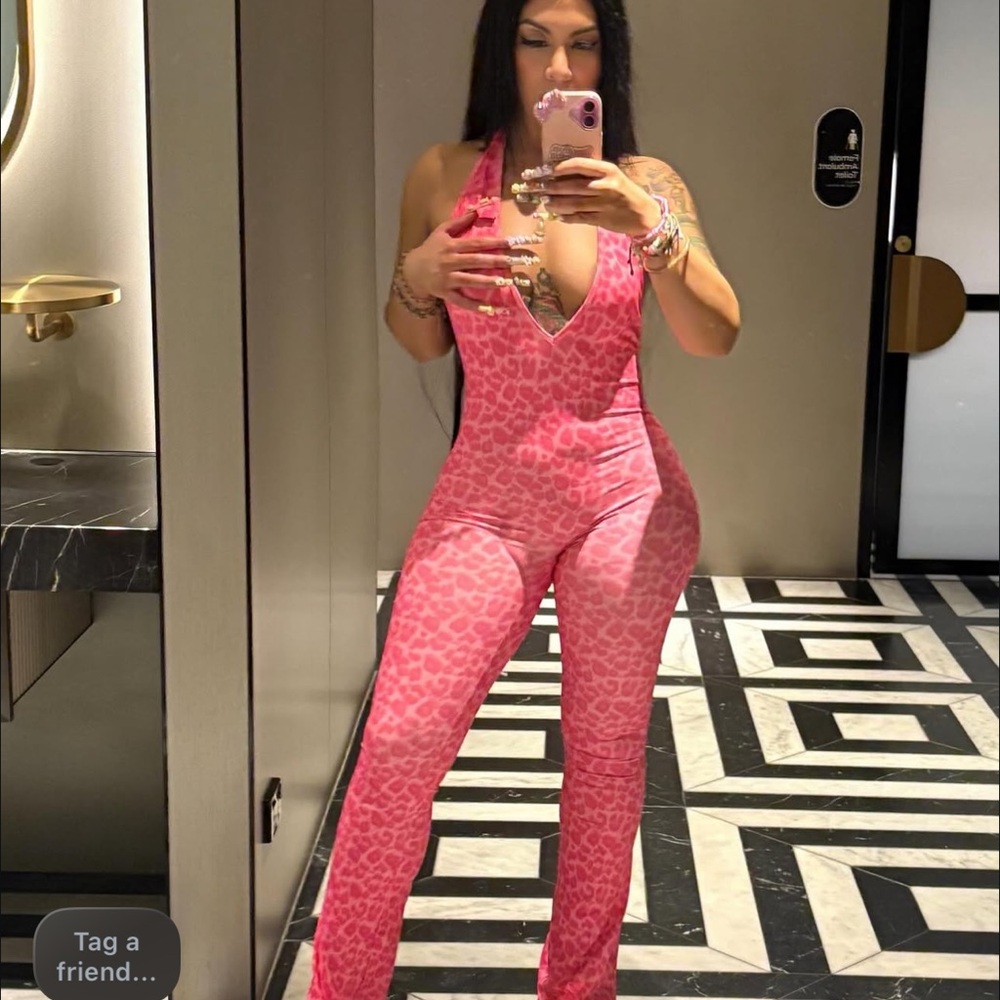 Pink Cheetah Print Jumpsuit/Romper